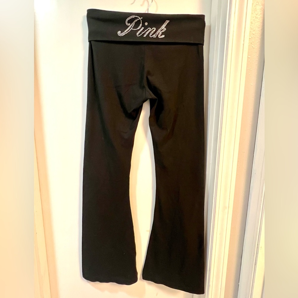 PINK Victoria's Secret Black Fold-Over Leggings